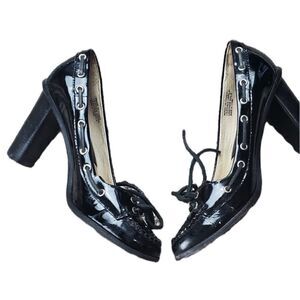 Michael Michael Kors Black Patent Leather Tie Pumps